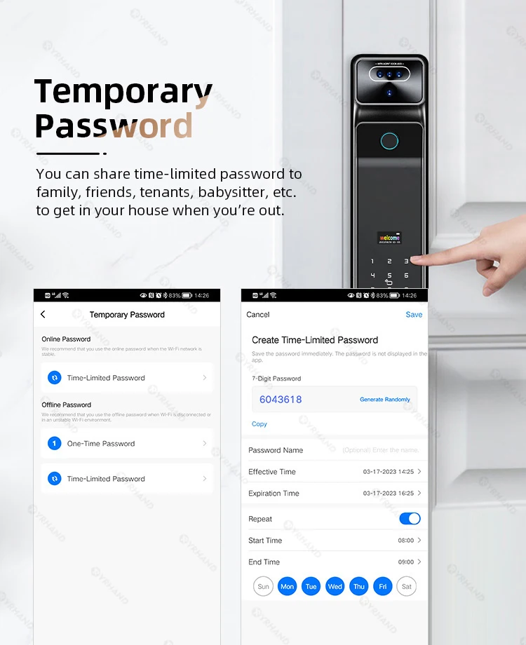 Real Time Intercom Palm Vein Recognition Intelligente Tuya Wifi  3DFace Unlock Outdoor Front Smart Digital Door Lock With Camera