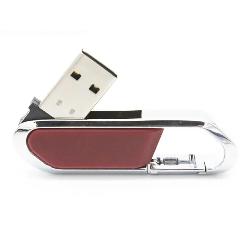 빠른 배송 가죽 USB 플래시 드라이브 64GB 창의적인 선물 펜 드라이브 32GB 카라비너 메모리 스틱 16GB 실버 외장 저장장치 8GB