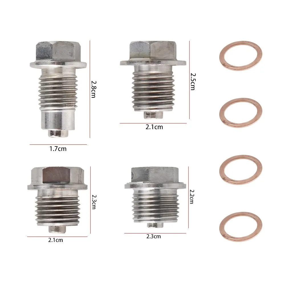 Stainless Steel Magnetic Oil Drain Plug M12x1.25 M12x1.5 M12x1.75 M14x1.5 M16x1.5 M18x1.5 Oil Drain Sump Nuts Silver Bolt oil drain plug