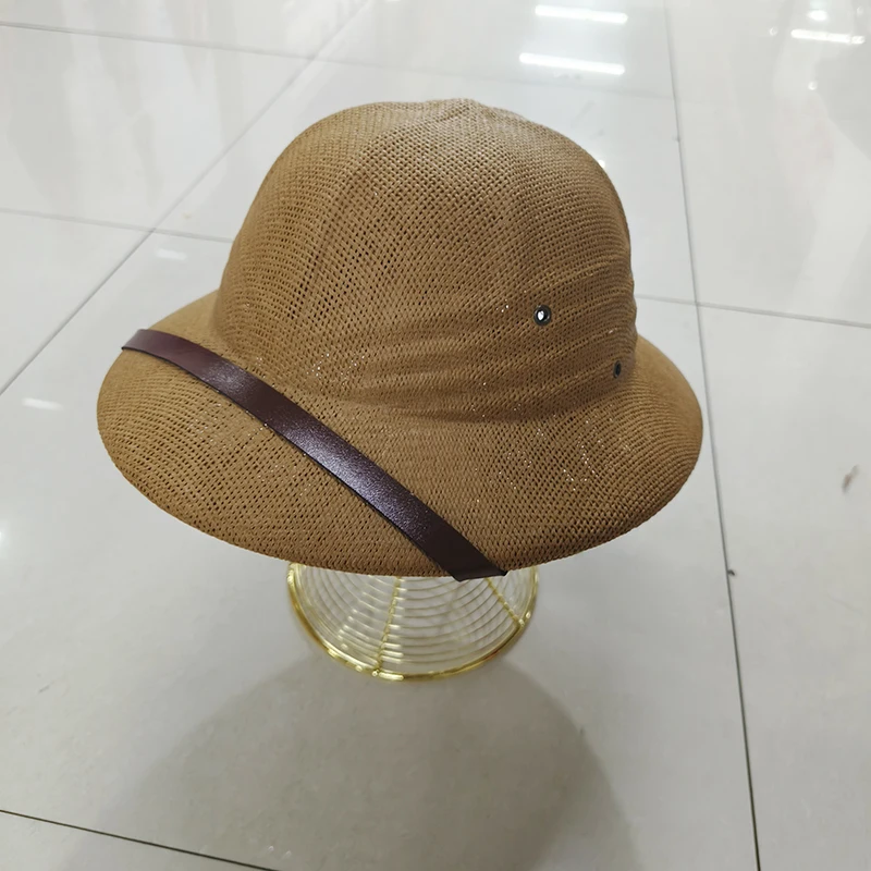 Sa69c7fb6c51c4a829c6765834f7a9c7dM New Straw Helmet Pith Fedora Hats for Babies, Kids, Women, Men Vietnam War Army Sun Hat Dad Boater Bucket Hats Safari Jungle Miners Cap Mallzona