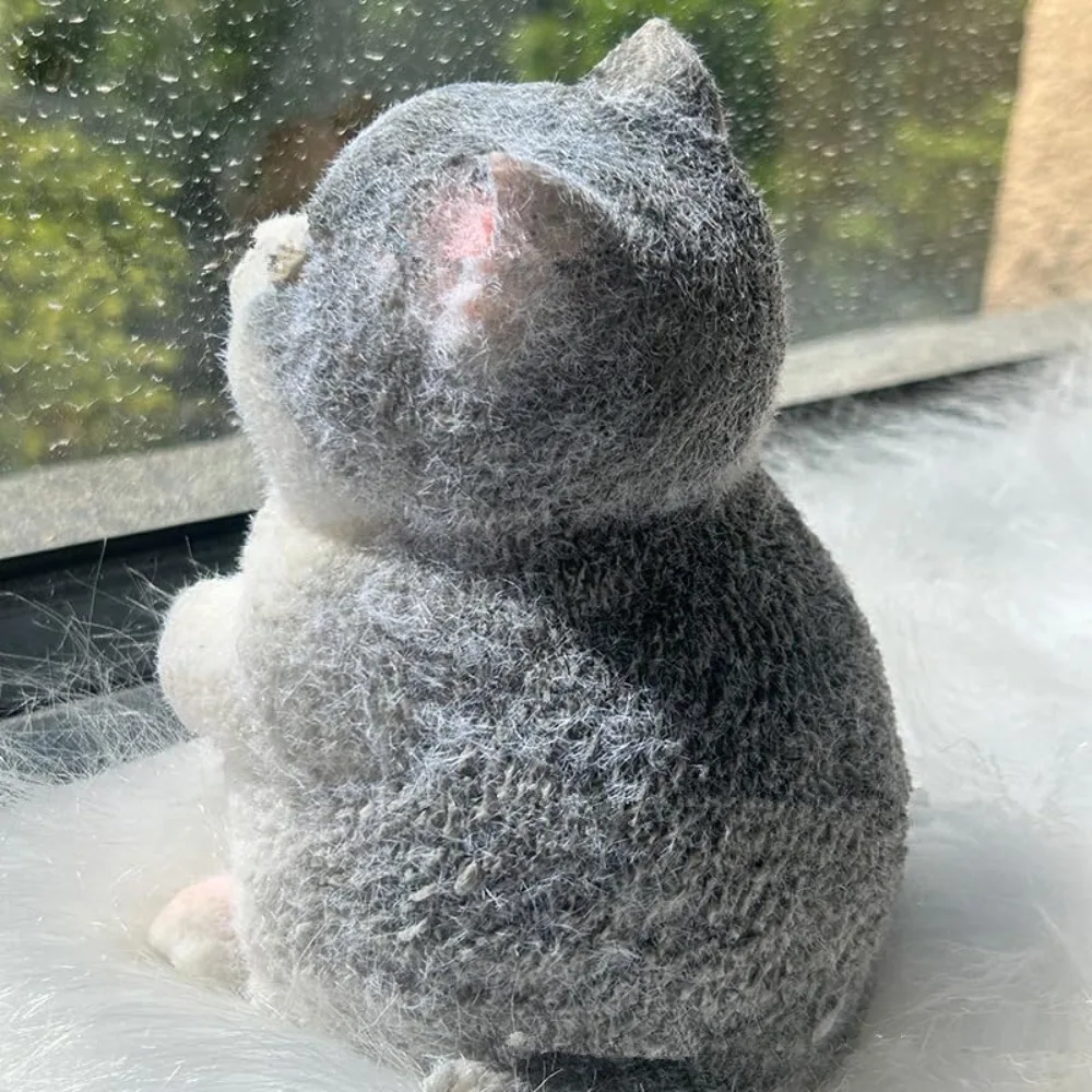 Cute Squishy Relief Squeeze Cat Toys Big Silicone Cat Squishy Fidget Relief Stress Toy With Flocking Surface Anxiety Relaxation 4