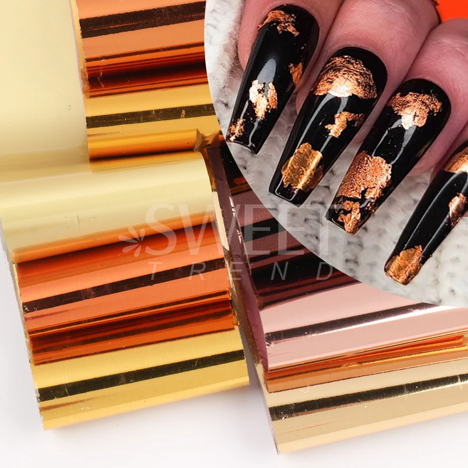 10pcs Metal Transfer Foils Stickers for Manicure Nail Foil Glue Adhesive Set Mirror Holo Charm Starry Paper Wraps Decor Tips DXK 6