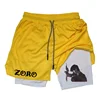 Men's Anime Printed Shorts, 2 in 1 Quick Drying Double Layer Athletic Shorts, Fitness, Outdoor Recreation, Training, 2024 4