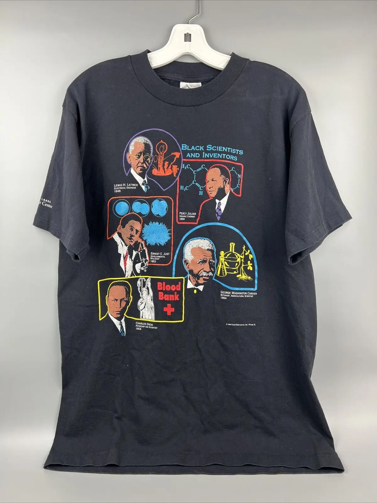 T-Shirt Vintage 1995 Black Scientific And Inventors Carver Latimer Julian Large