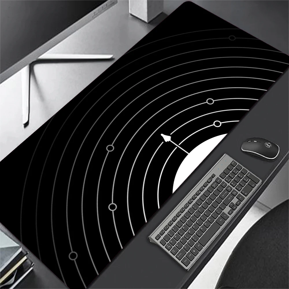 

Atomic Fractals Mouse Pad Gamer Table Gaming Accessories Office Desk Mat Large MousePad Black Keyboard mat for Computer White