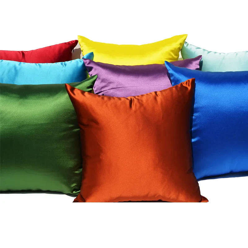 Soft 100% Silky Pillow Cover Silk Pillowcase 45cm Square Satin Cushion Cover High Quality Comfortable Solid Throw Pillows 1pc 3