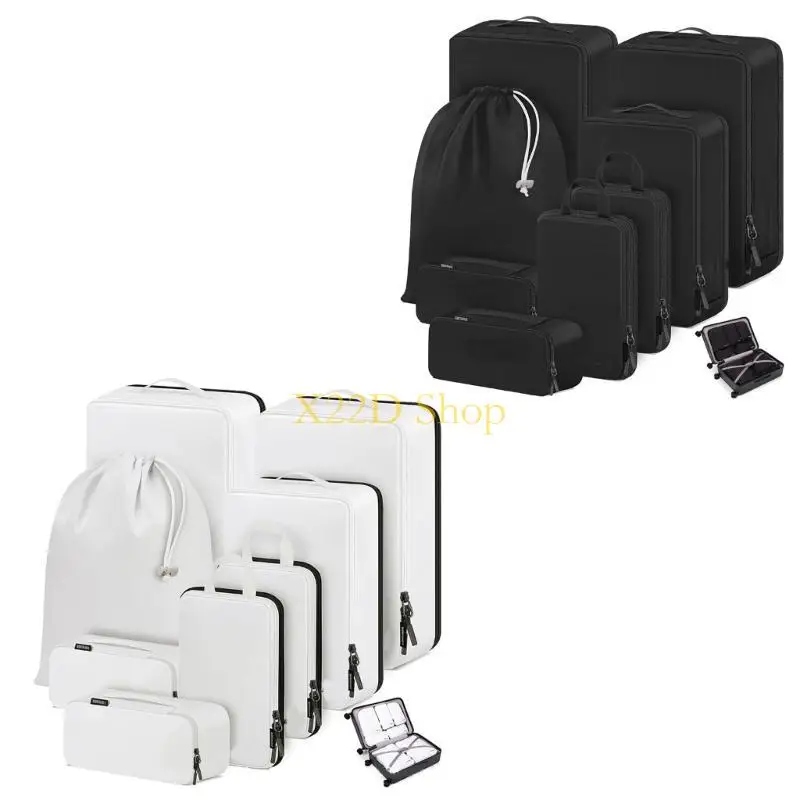X22D 10pcs Expandable Compression Packing Cubes for Travel Handheld Organizers Bags for Efficient Clothes Storage Solution 5