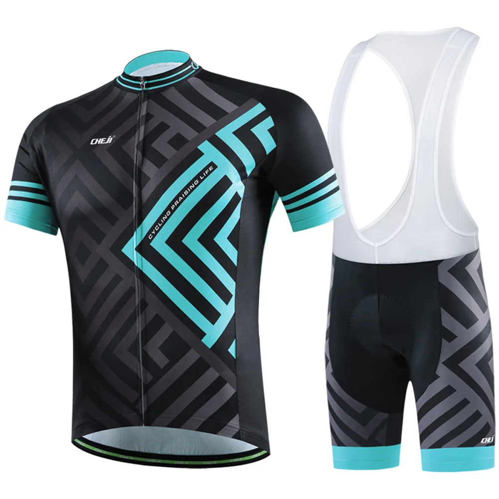 

MTB Roading Ridding Mens Short Sleeve Cycling Jersey with Gel Padded Bib Shorts Quick-dry Soft Mesh Cloth Bicycle Wear