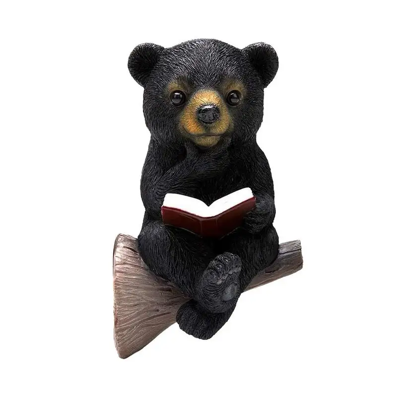 

Reading Books Bear Figurines Waterproof Statue Solar Powered For Home Garden Yard Porch Garden Decor For Outside