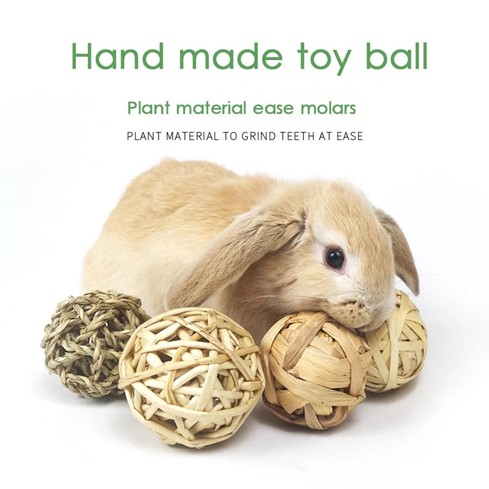 Rabbit Ball Toys Bunny Treats Toys For Teething Small Animal Chew Toys Grass Ball For Hamster Rabbits Guinea Pigs Pet Toy 1