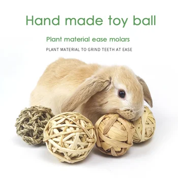 5PCS Rabbit Ball Toys Bunny Treats Toys For Teething Small Animal Chew Toys Grass Ball For Hamster Rabbits Guinea Pigs Pet Toy 1