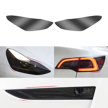 For Tesla Model 3 Y S X TPU Blackened Headlight Taillight Foglight Protective Film Headlight Tail Lamp Color Changing Films 1