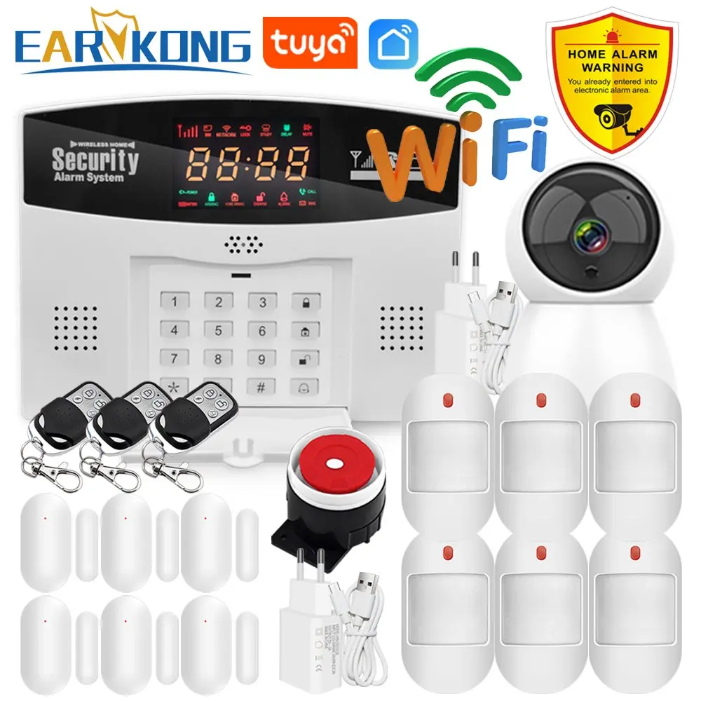 Wifi GSM Alarm System Wireless Wired Detector Tuya Smart Home Security