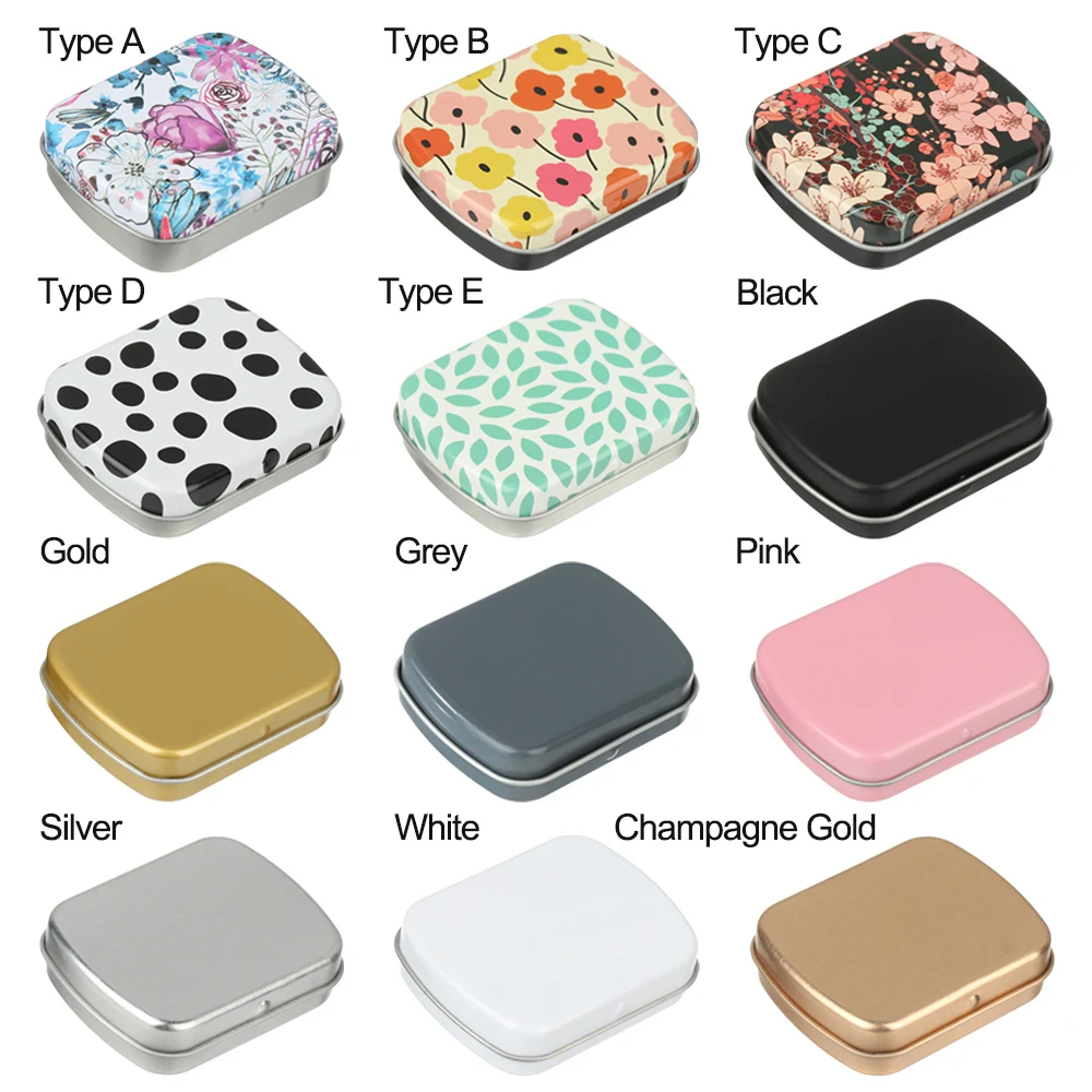Mini Metal Hinged Tin Box Portable Empty Tins Small Storage Container Container Kit Jewelry Collect Home Organizer 60x45x15mm