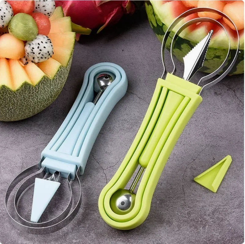 3 in 1 Watermelon Slicer Cutting Knife Spade Fruit Carving Knife AvocadoKnifeMultifunctionalFruiDredgeSeparator Kitchen Gadgets