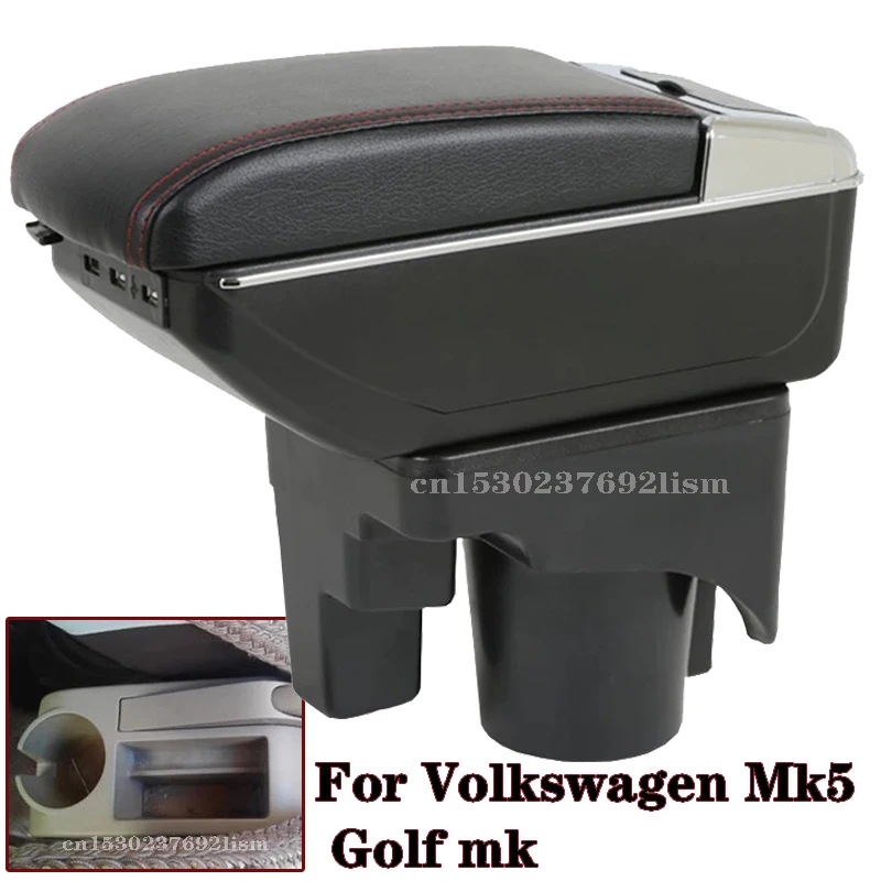 

For Volkswagen Golf 6 Armrest box For VW Sagitar Car Armrest Interior details Retrofit parts Storage box car accessories USB