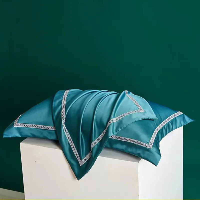 

2PCS Summer Cooling Pillowcase Solid Color Lace Envelope Style Decorative Pillow Cover For Bedroom Sleep Bedding 48x74cm