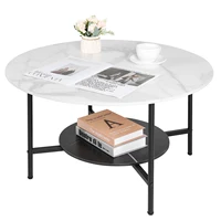 Table basse ronde à 2 niveaux, moderne, haut de gamme, bureau en pierre frittée, meubles de maison, cadre en métal pour salon, chambre à coucher 2