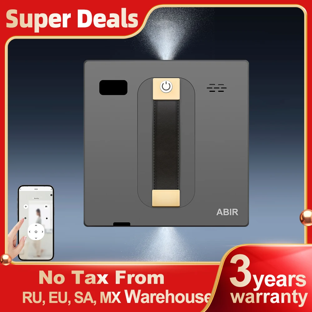 ABIR WD8 Robot Window Vacuum Cleaner – Dual Ultrasonic Spray, APP & Remote Control, Smart Glass Cleaning, Auto Wall-Climbing Robot Mop