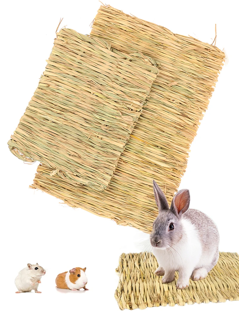 Natural Straw Grass Mat for Small Animals - Woven Hay Bedding and Resting Mat