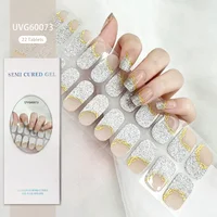 Semi-Cured Gel Nail Strips Full Adhesive Waterproof Semi-painted Gel Nails Sticker Harden In UV Lamp Need French Manicure 2