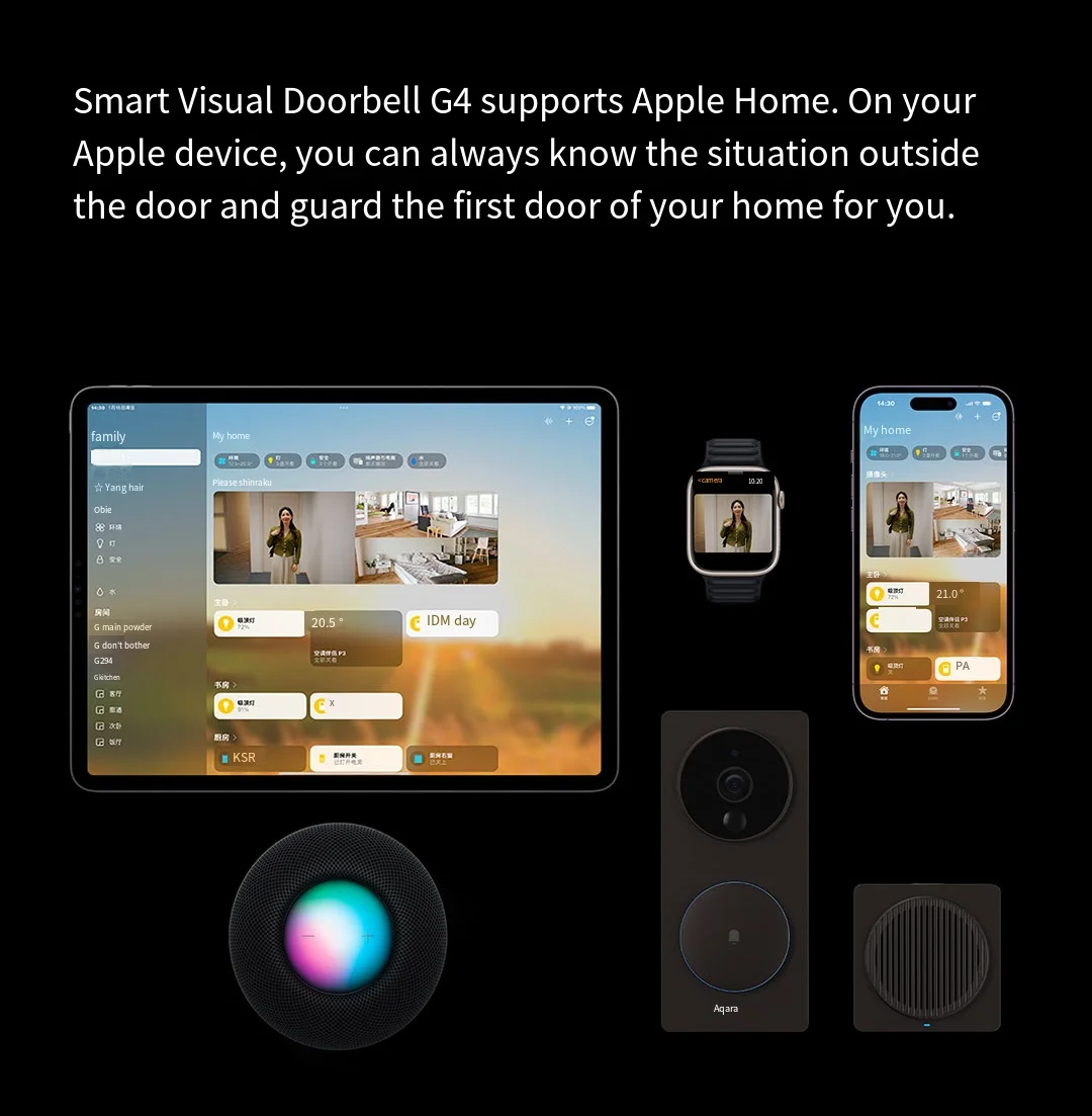 Aqara G4 Video Doorbell 1080p Hd Pixels Visual Door Bell Electronic Cat Eye Smart Home App Remote Control For Apple Homekit, Alina Gadgets