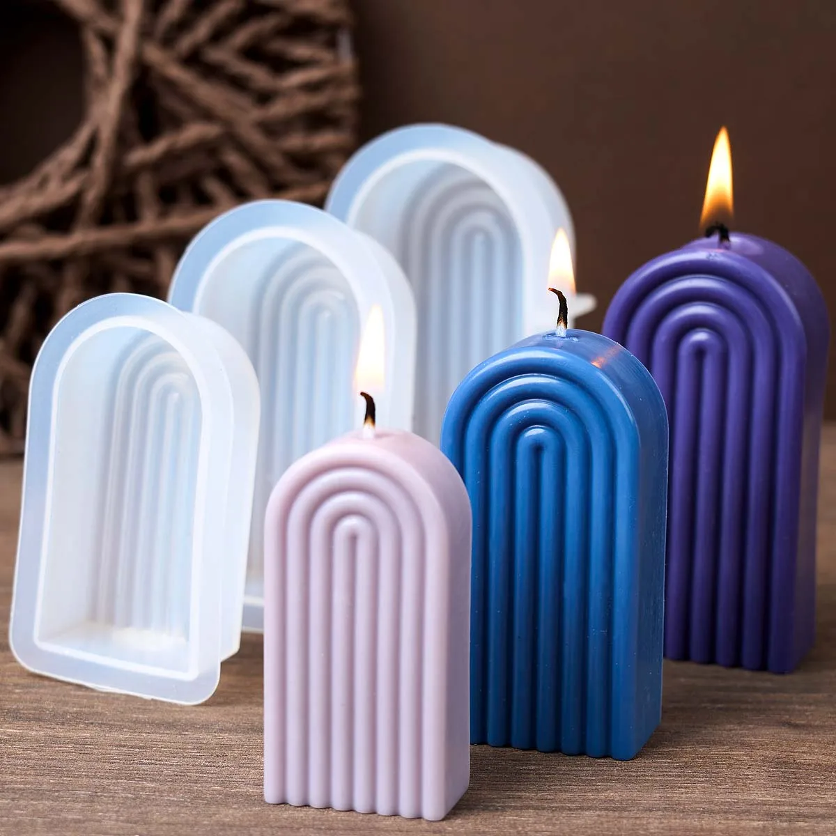 Silicone Mold Silicone Candle Mold Aromatherapy Candle Mold Silicone Candle Molds Candle Mold Rainbow Arch Candle Silicone Mold DIY Handmade Geometry Scented Candles Soap Plaster Resin Craft Casting Home Dec Supplies