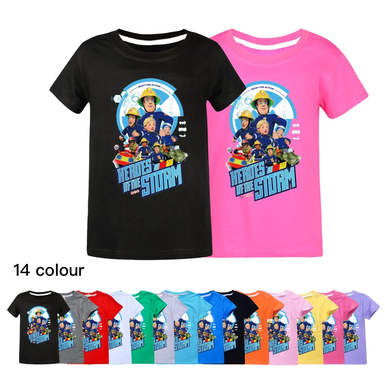 

Children Kids Costume Short Sleeve Tee Tops Baby Boys Clothing Cotton 3D Cartoon T-Shirts Fireman Sam Print Girls Clothes
