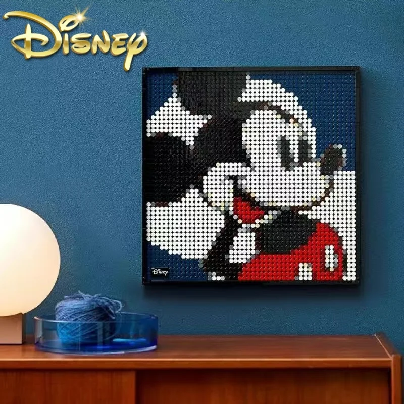 

New Disney Mickey Mouse Bricks Pixel Painting Anime Figures Building Blocks Picture Moc Set Decoration Children‘s Day Gifts Toys