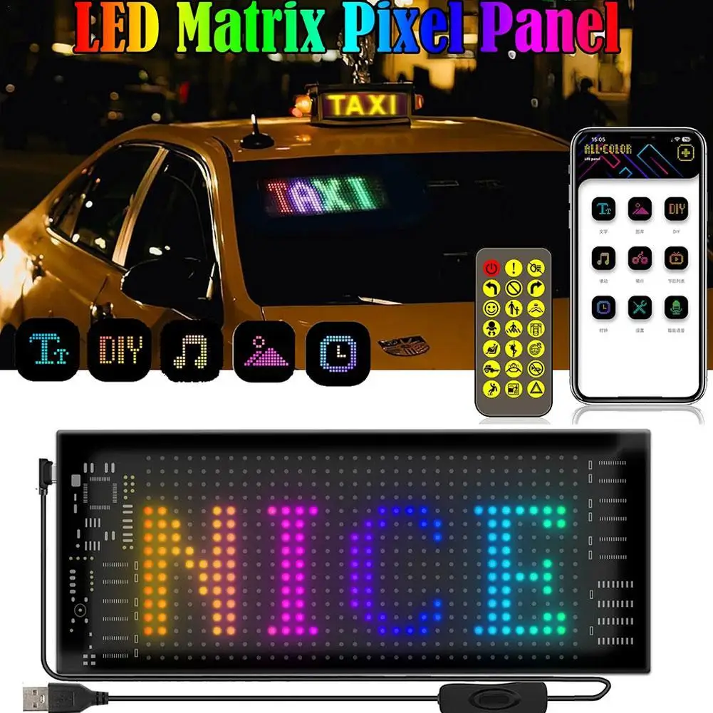 

RGB-подсветка для автомобиля, вертикальная матричная панель, сделай сам, граффити, прокручивающаяся текстовая панель, экран для ветрового стекла, рекламный экран, управление через приложение Bluetooth