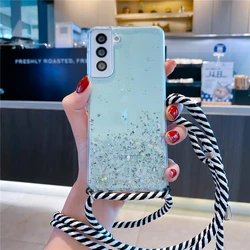 Glitter Crossbody Lanyard Strap Necklace Phone Case for A36 (Green)