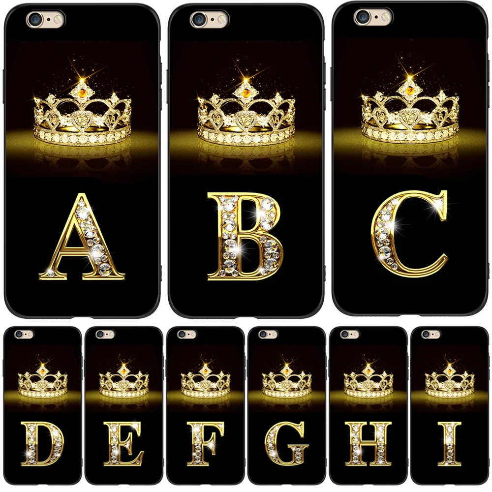 Per Iphone 5 S 5 S Se 2016 4.0 "Custodia Per Telefono Su Apple Iphone 6 S 6 S Plus Funda Bumper Custodia In Tpu Nero Lettere Dorate