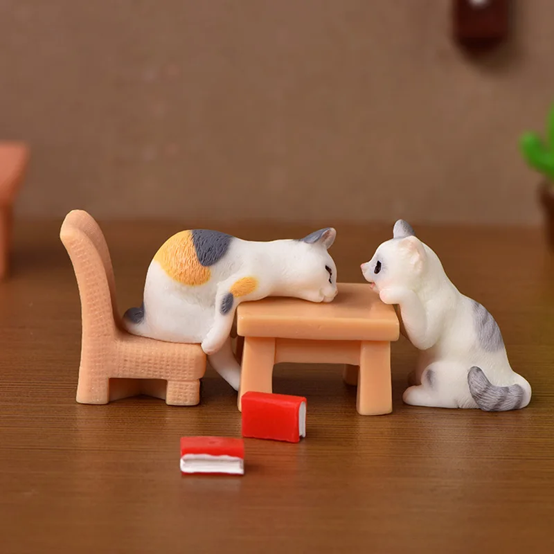 

Cute Cartoon Mini Animal Cat Resin Ornament, Micro Landscape, Kawaii Desk Accessories, Decoration for Home, Kids Gift