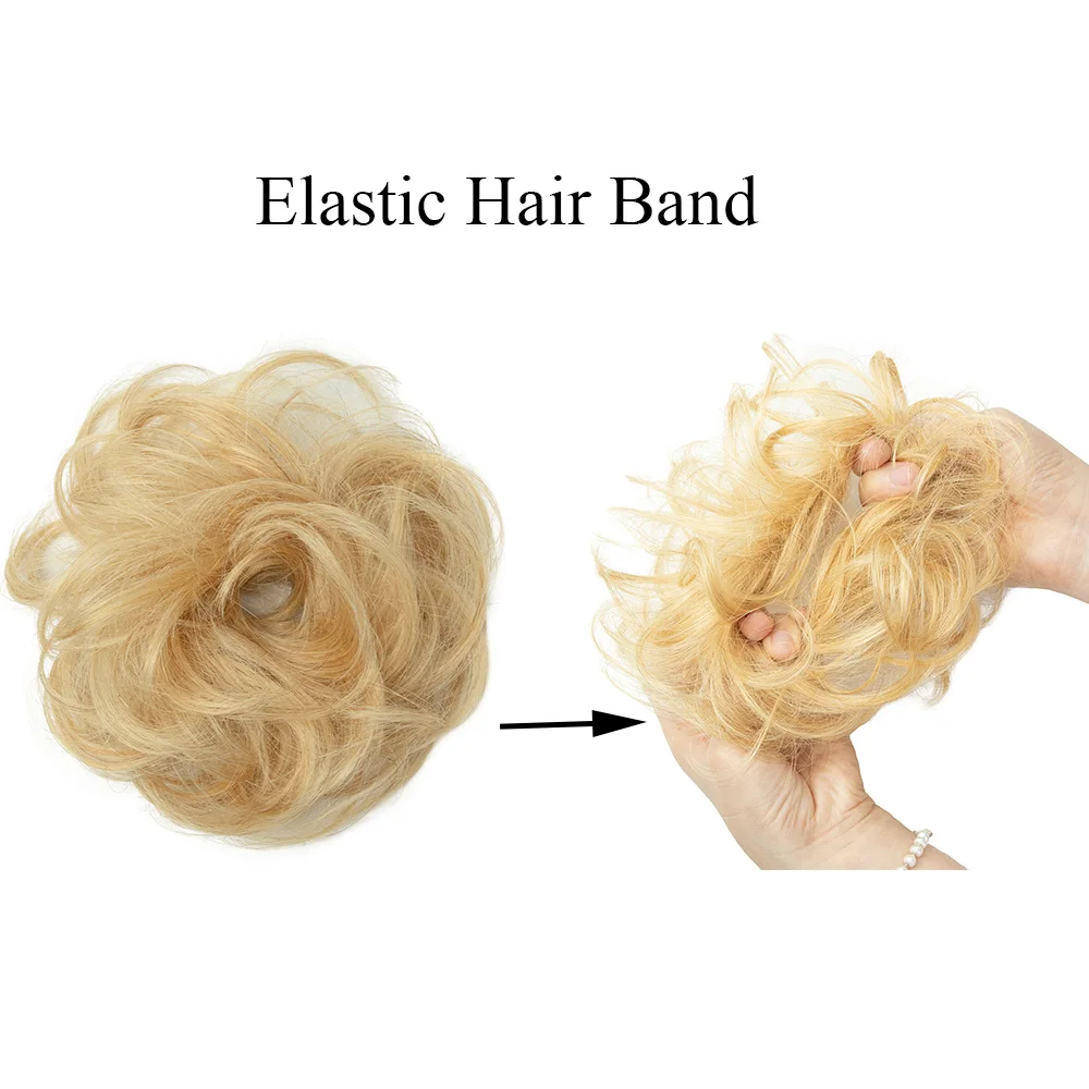 Panini chignon per capelli umani ricci Coda di cavallo Parrucchino Fascia elastica flessibile Panino per le donne Updos marrone miele Ciambella Chignon Capelli - immagine 5