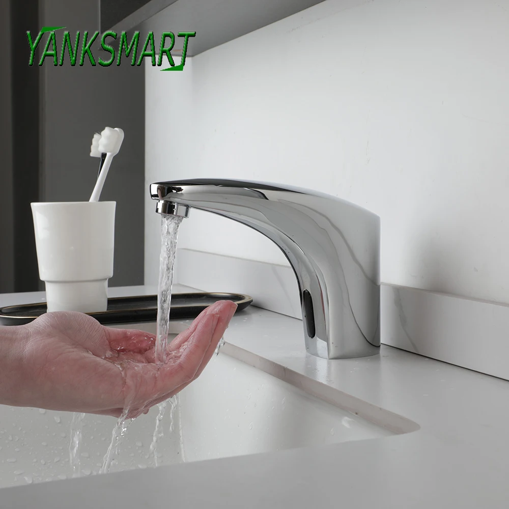 

YANKSMART Luxury Touchless Bathroom Faucet Wash Basin Automatic Infrared Sensor Hands Free Torneira Chrome Sink Mixer Water Tap