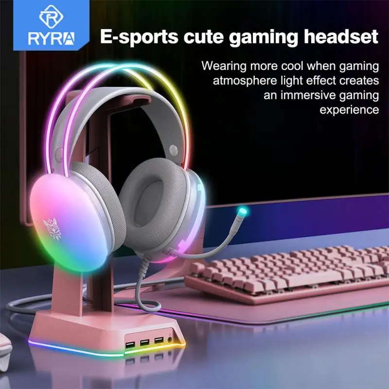 

RYRA X25 Headphones RGB LED Light Design Gaming Headset Surround Computer Wired Earphones For PC Gamer Noise Cancelling With Mic