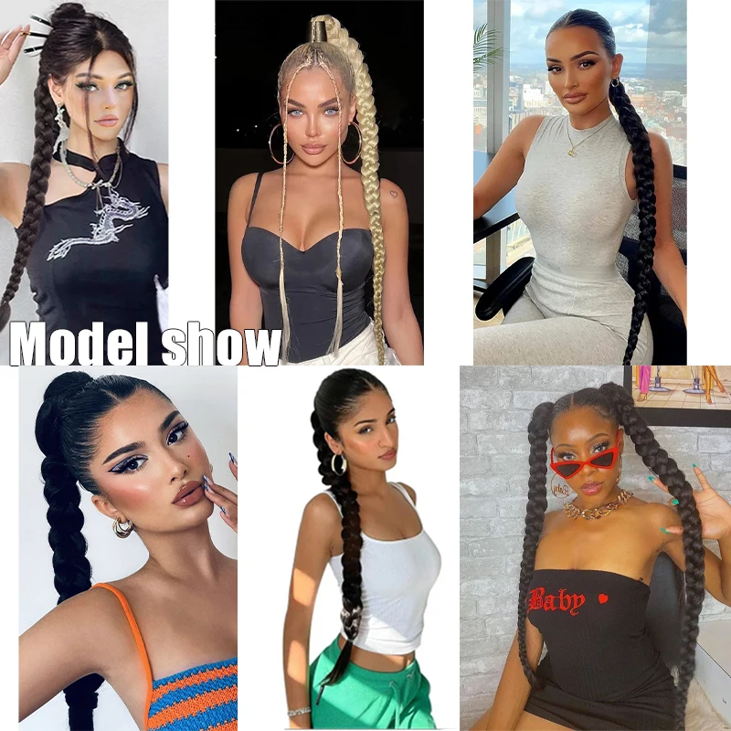 Four strand braided wig ponytail dirty braid slender Fried Dough Twists braid wig braid ponytail