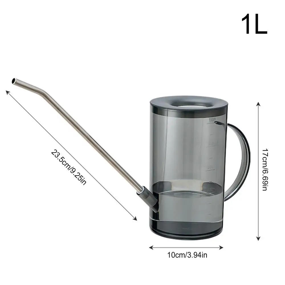 Clear 1L Indoor Watering Can with Long Spout for Potted Plants and Succulents