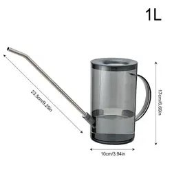 Clear 1L Indoor Watering Can with Long Spout for Potted Plants and Succulents (Gray)