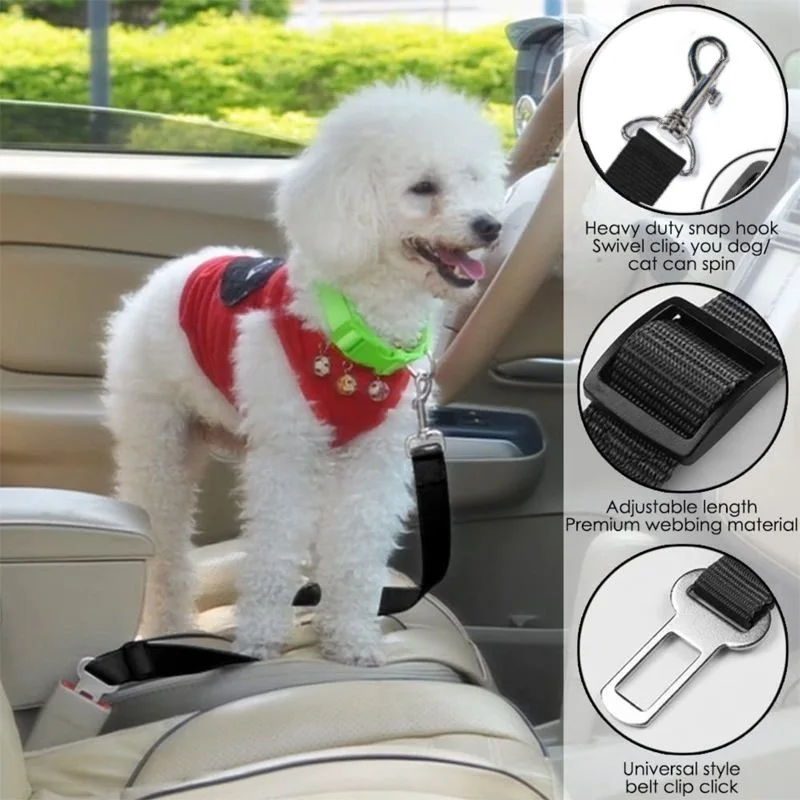 Pet Cat Dog Car Seat Belt Adjustable Safety Travel Clip Reflective Elastic Traction Rope Accessories Supplies Interior