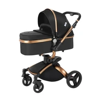 Poussette de luxe 3 en 1 en cuir PU, poussette multifonctionnelle à quatre roues pour bébé nouveau-né, voiture 360 ° 3