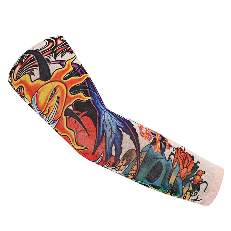 New Summer Sports Tattoo Arm Warmers For Men Women Ice Long-Sleeved Cycling Gloves Outdoor Sunscreen Seamless Flower Sleeves