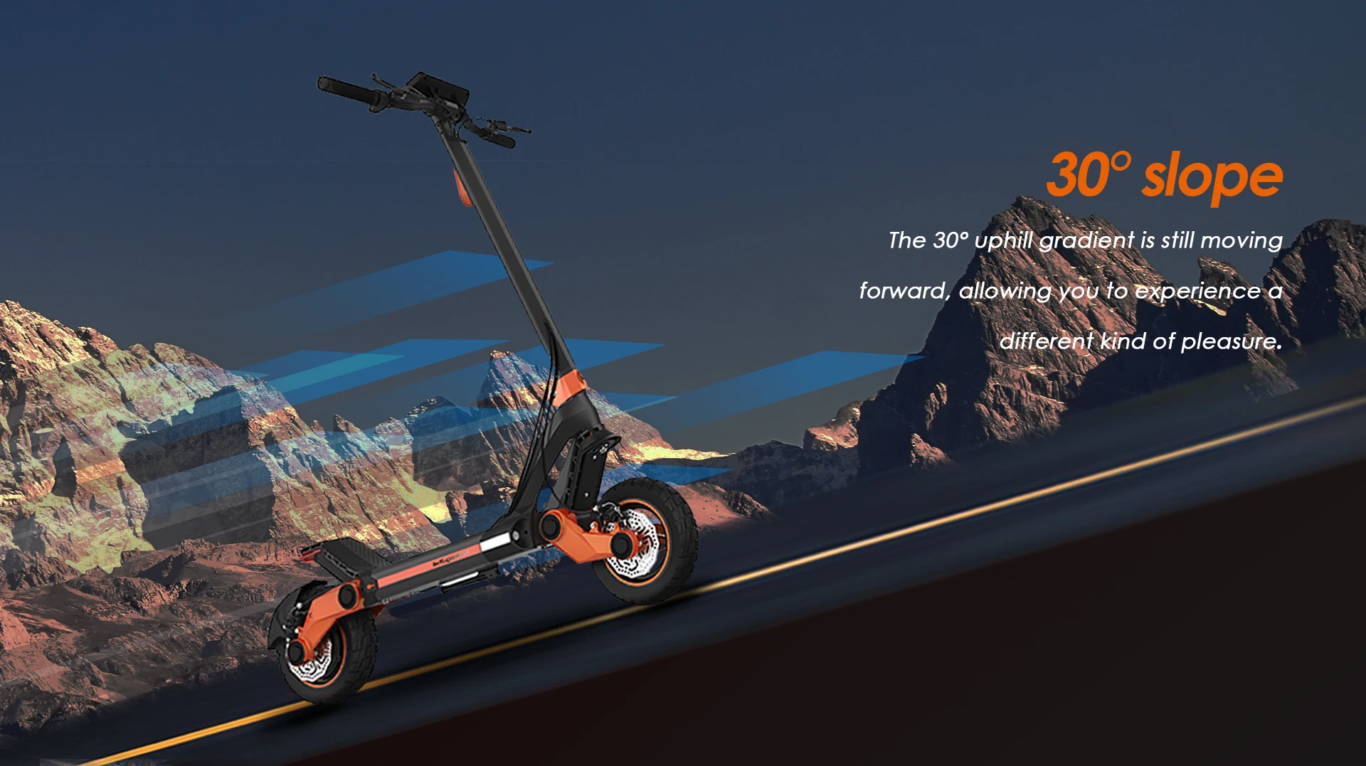 Side profile of scooter with detailed lighting and frame design