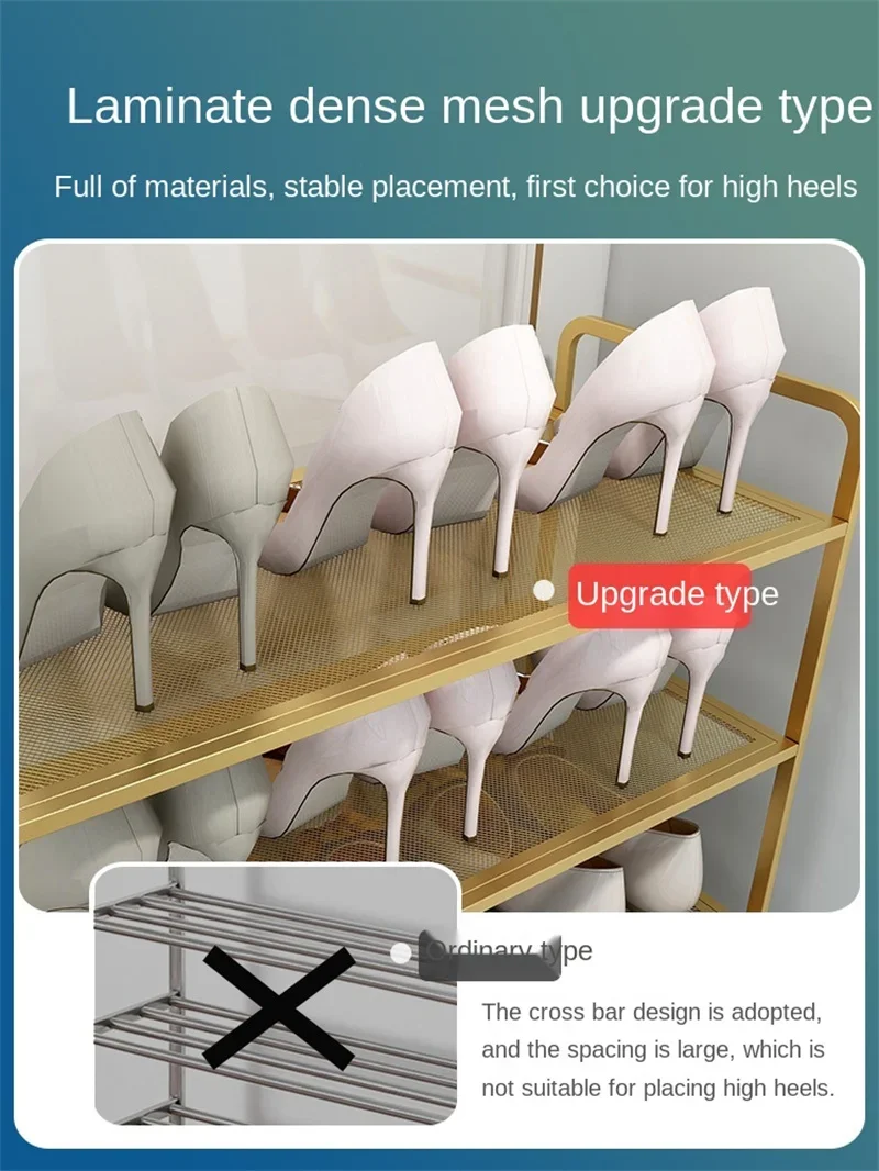 Removable Metal Shoes Display Rack Gold Shoe Rack Organizer Multilayer Living Room Furniture Metal Home Shoe Rack 6