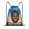 Custom Kanye West Good Morning Meme Drawstring Backpack Bags Men Women Lightweight Funny Gym Sports Sackpack Sacks for Yoga 1