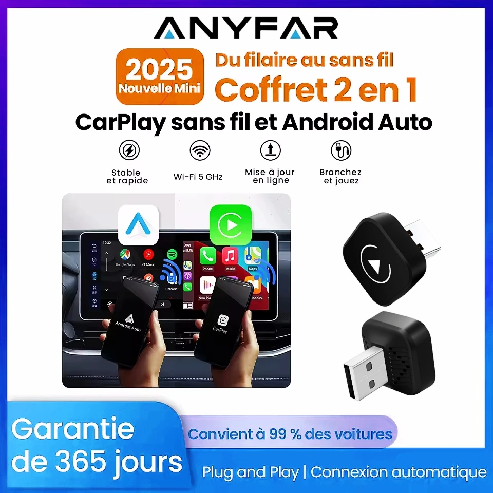 Wireless CarPlay Android Auto Adapter USB Dongle Smart Mini Box Plug And Play Universal For VW Toyota Nissan Honda Ford Benz
