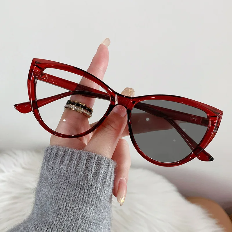 Photochromic Anti Blue Light Glasses Women Men Cat Eye Discolored Blue Light Goggle Clear Colorchanging Sunglasses Gafas_voghion.com