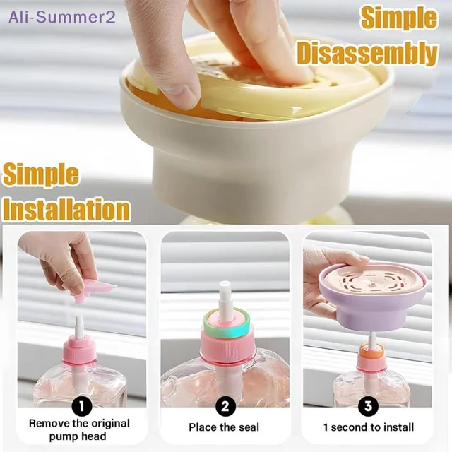 ขวดจ่ายน้ำยาล้างจานแบบกดสำหรับอ่างล้างจาน พร้อมที่เก็บแปรงขัดและฟองน้ำ 4