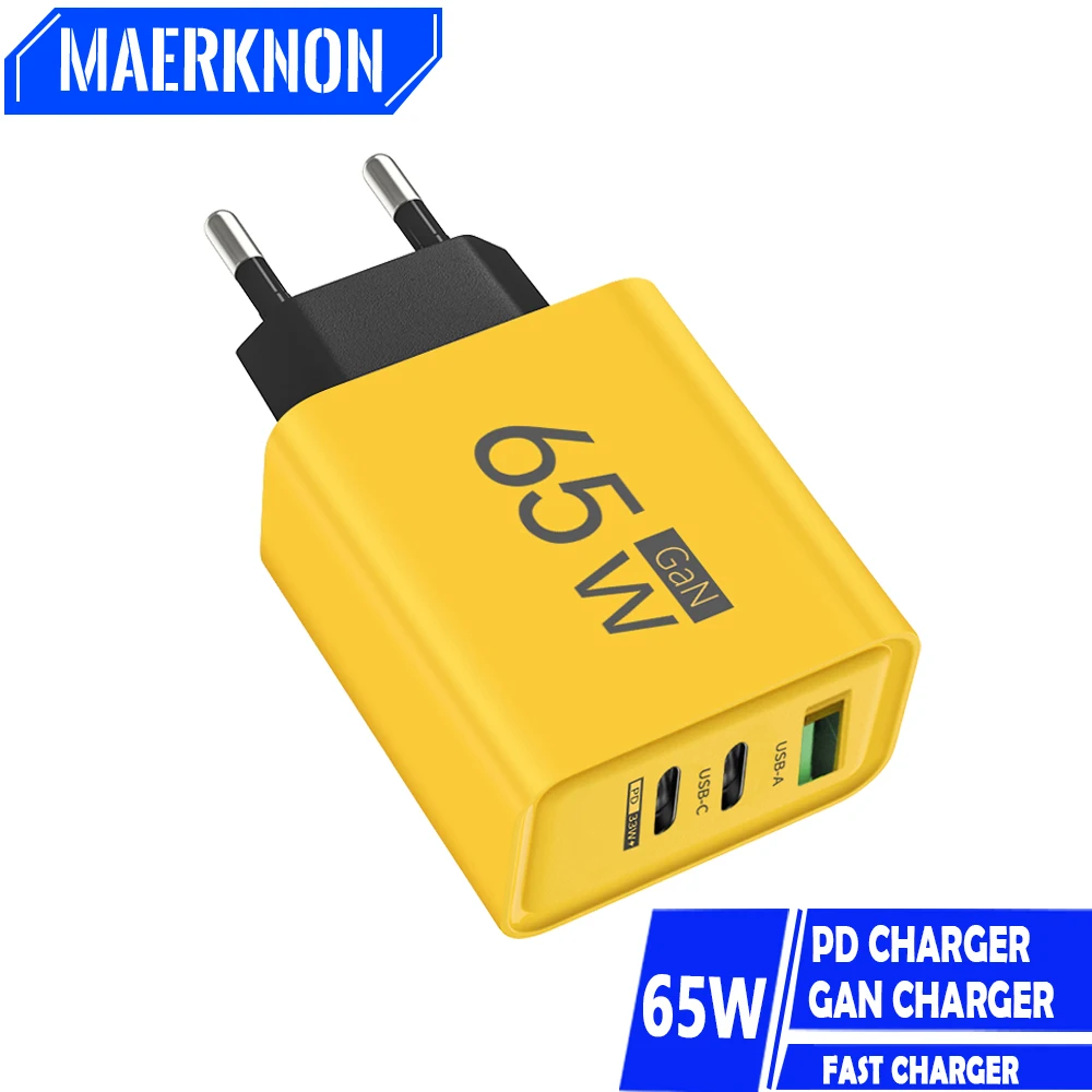 

Быстрое зарядное устройство USB GaN 65 Вт, 3,0 типа C PD, 3 порта, адаптер для мобильного телефона для iPhone 15, Xiaomi, Samsung, Huawei, настенный USB-адаптер питания