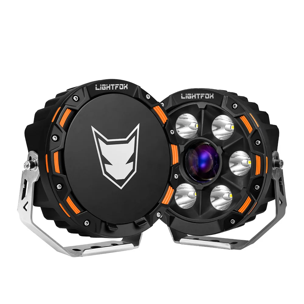 LIGHTFOX 레이저 LED 드라이빙 라이트, 레이저 빔 드라이빙 라이트, 오프로드 LED 레이저 스포트라이트, 4x4, 7 인치